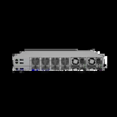 Rackmount server with multiple drive bays, dual cooling fans, and front panel ports