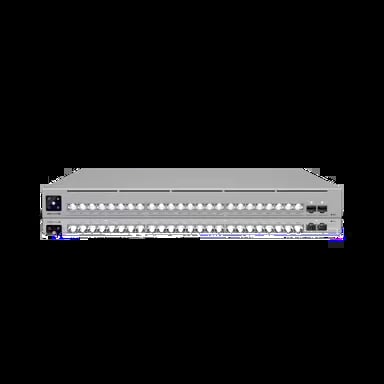 Two stacked professional audio rack-mounted mixers with multiple fader controls and input/output ports